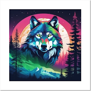 Timber Wolf in Watercolor and Charcoal Color Posters and Art